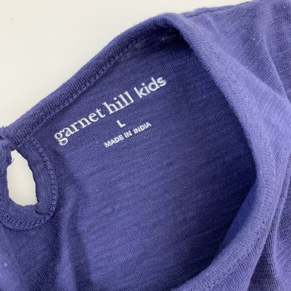 Garnet Jill Girls Dress Large Blue Short Sleeve Ruffle Hem Classic Cotton - Picture 4 of 5